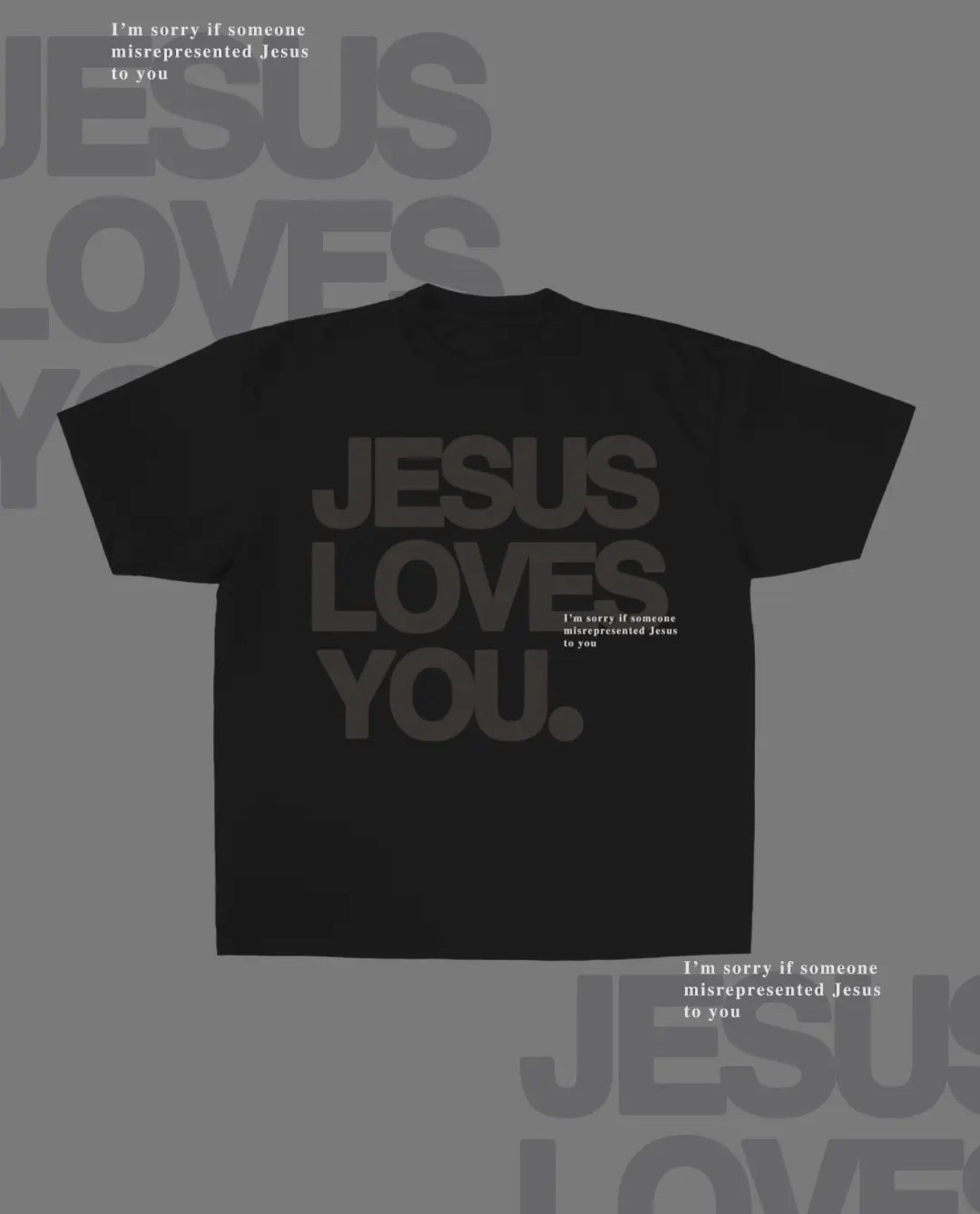 Adult Black Jesus Loves You Tee