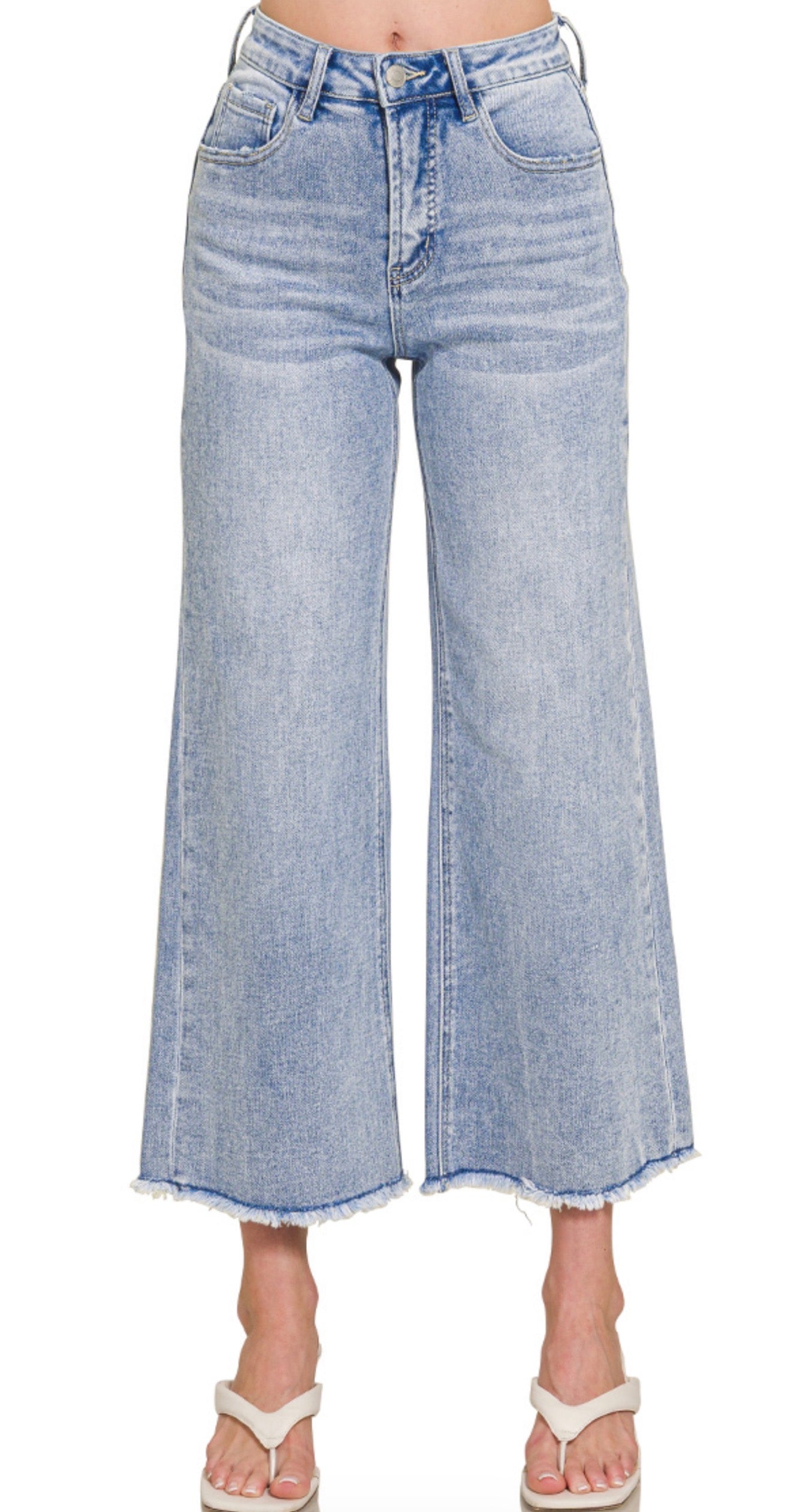 Woman's High Waist, Wide Leg Jeans
