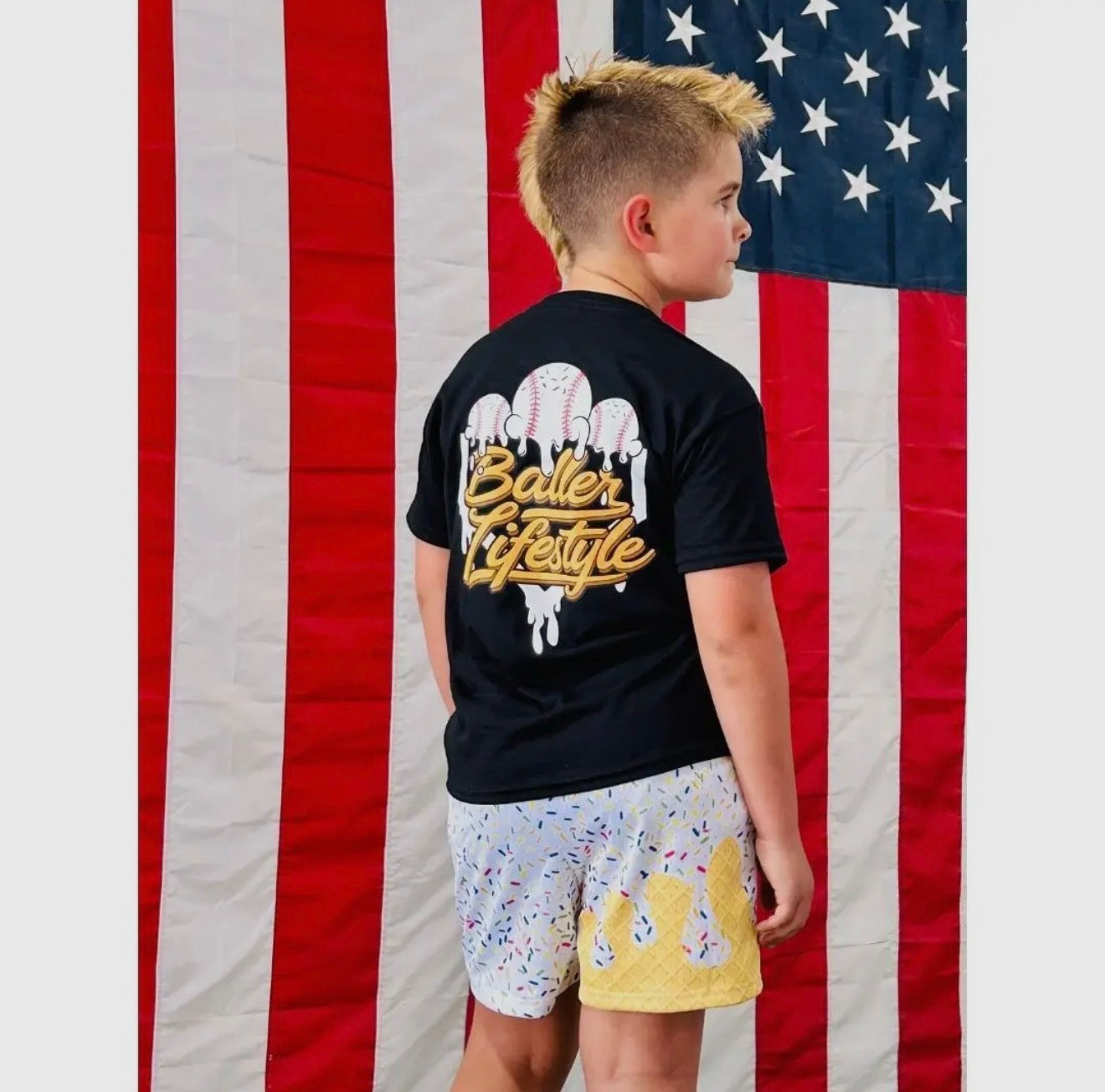 Baller Lifestyle Orange Ice Cream Drip Shorts