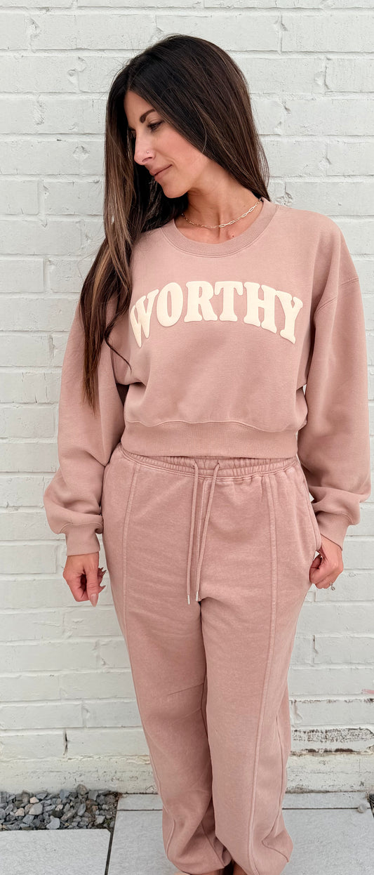 Woman's Worthy Crop + Sweatpant Set