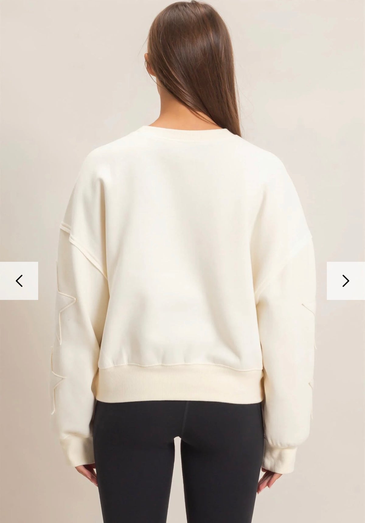 Star Sleeve Crop Sweatshirt with 3 Large Patches + 6 Stars
