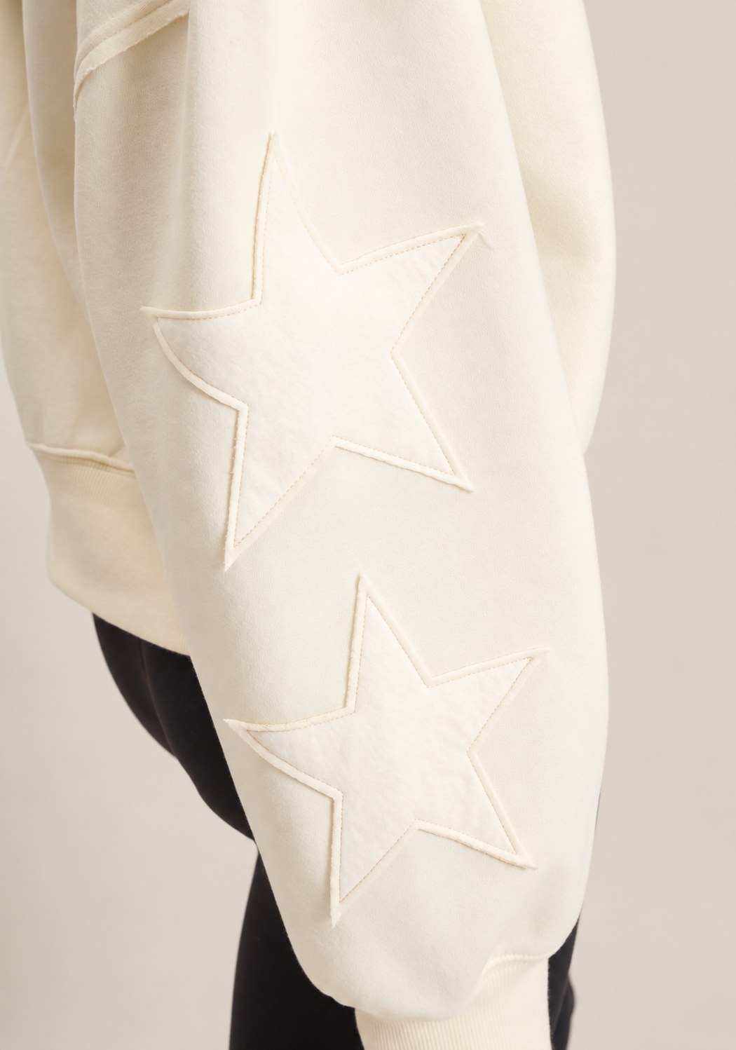 Star Sleeve Crop Sweatshirt w/ Large Patch+4 Letters(Back)