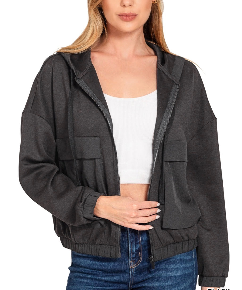 Eagles Team Custom Soft Scuba Full Zip Jacket with Large Sequin Patch+ 2 Stars