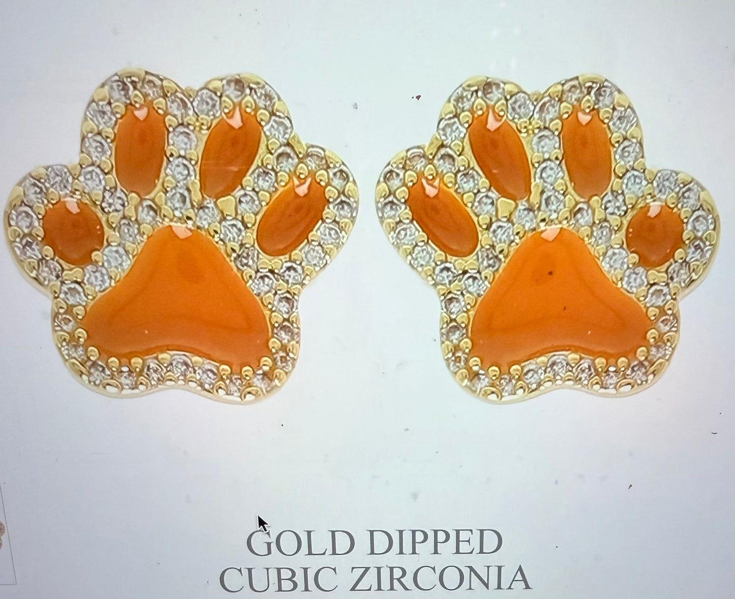 Game Day Gold Plated Paw Stud Earrings