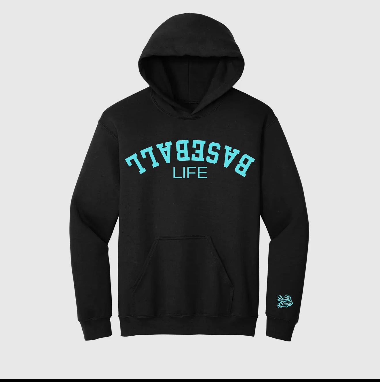 Baller Lifestyle Teal Baseball Life Hoodie