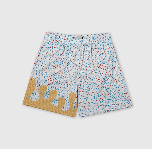 Baller Lifestyle White Ice Cream Drip Shorts