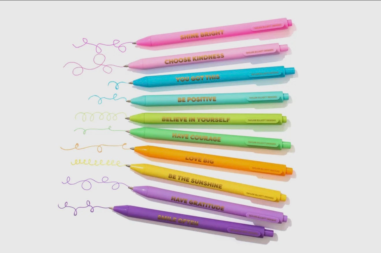 Taylor Elliott Motivational Set of Ten Gel Pens