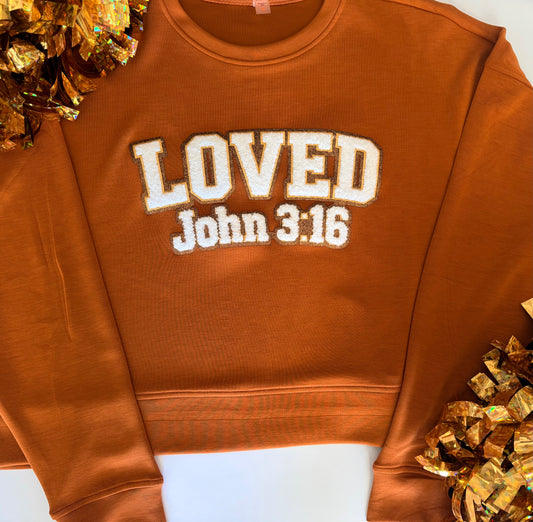 Woman's Sweatshirt with John 3:16 Patch