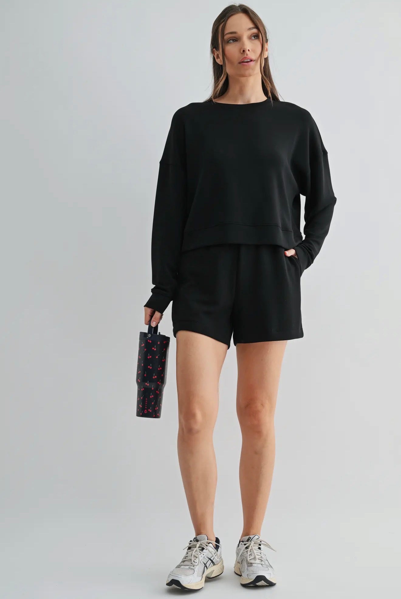 Woman's Dropped Shoulder Sweatshirt with Large Sequin Patch