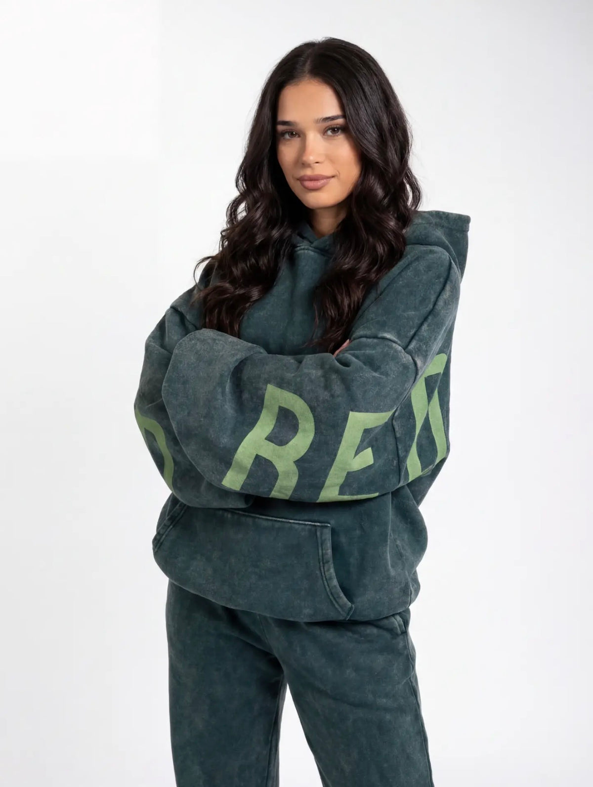 Unisex Kingdom Essential Hoodie Snow Wash - Green Redeemed