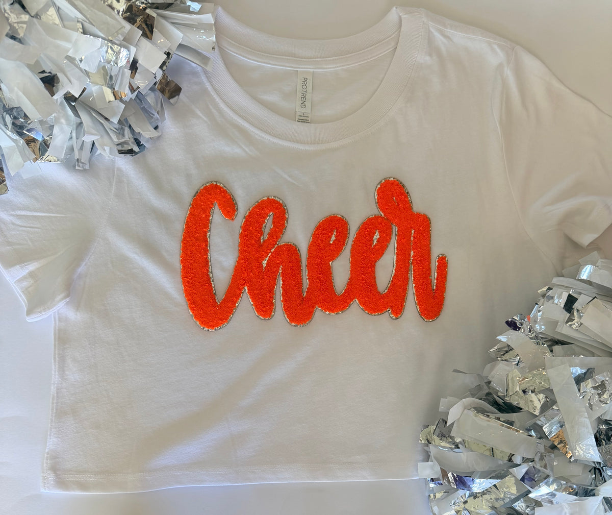 Crop Tee w/ Chenille Cheer+5 Letters (Back)