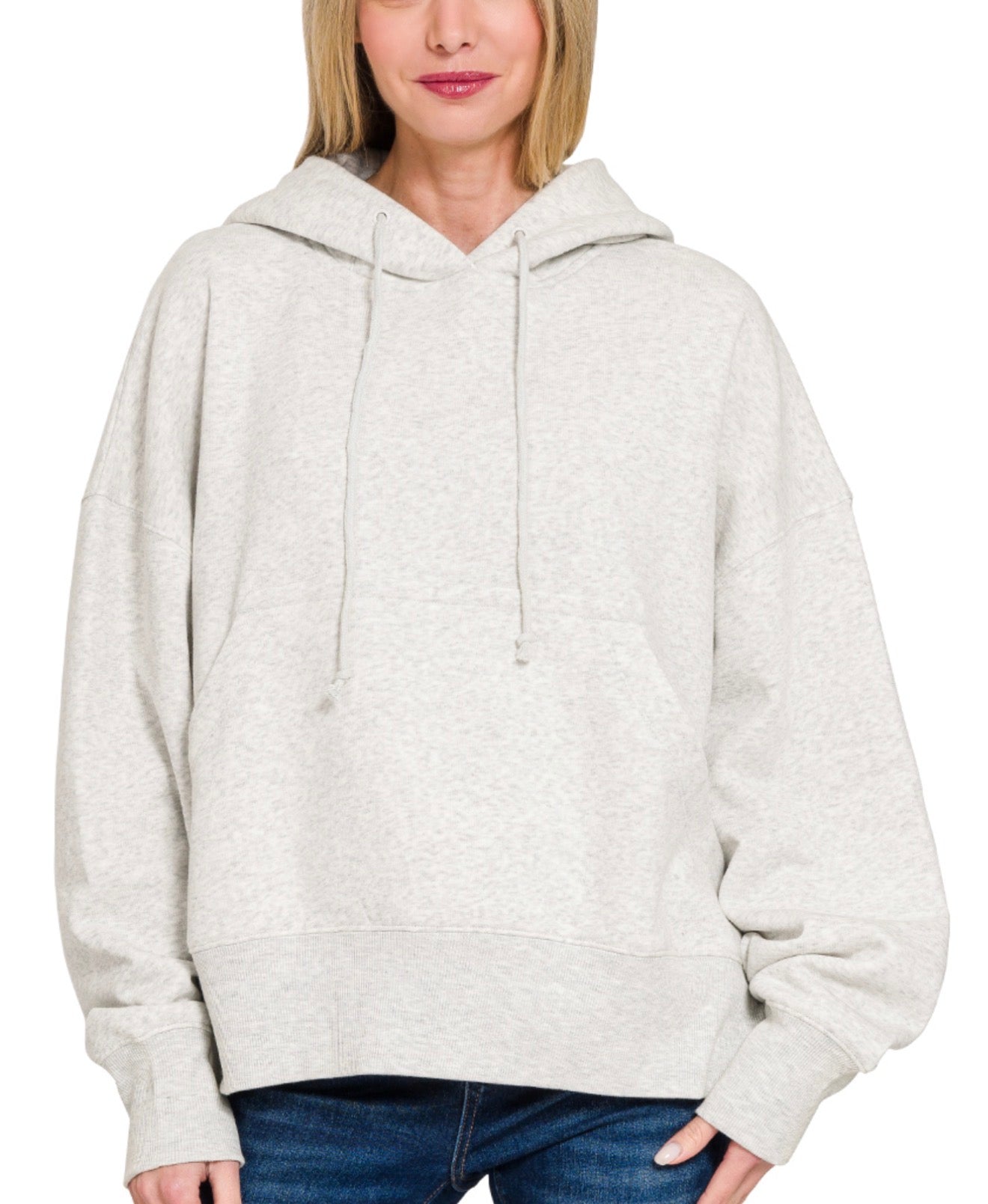 Woman's Bone Oversized Jesus Loves You Pocket Hoodie