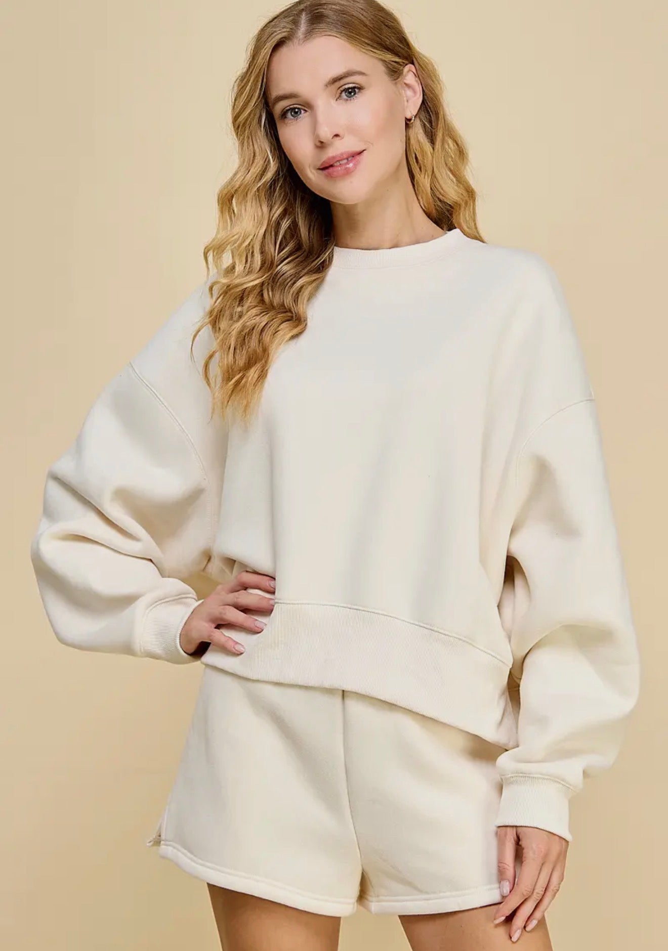 Woman's Oversized Crop Sweatshirt with Large Patch + 4 Stars