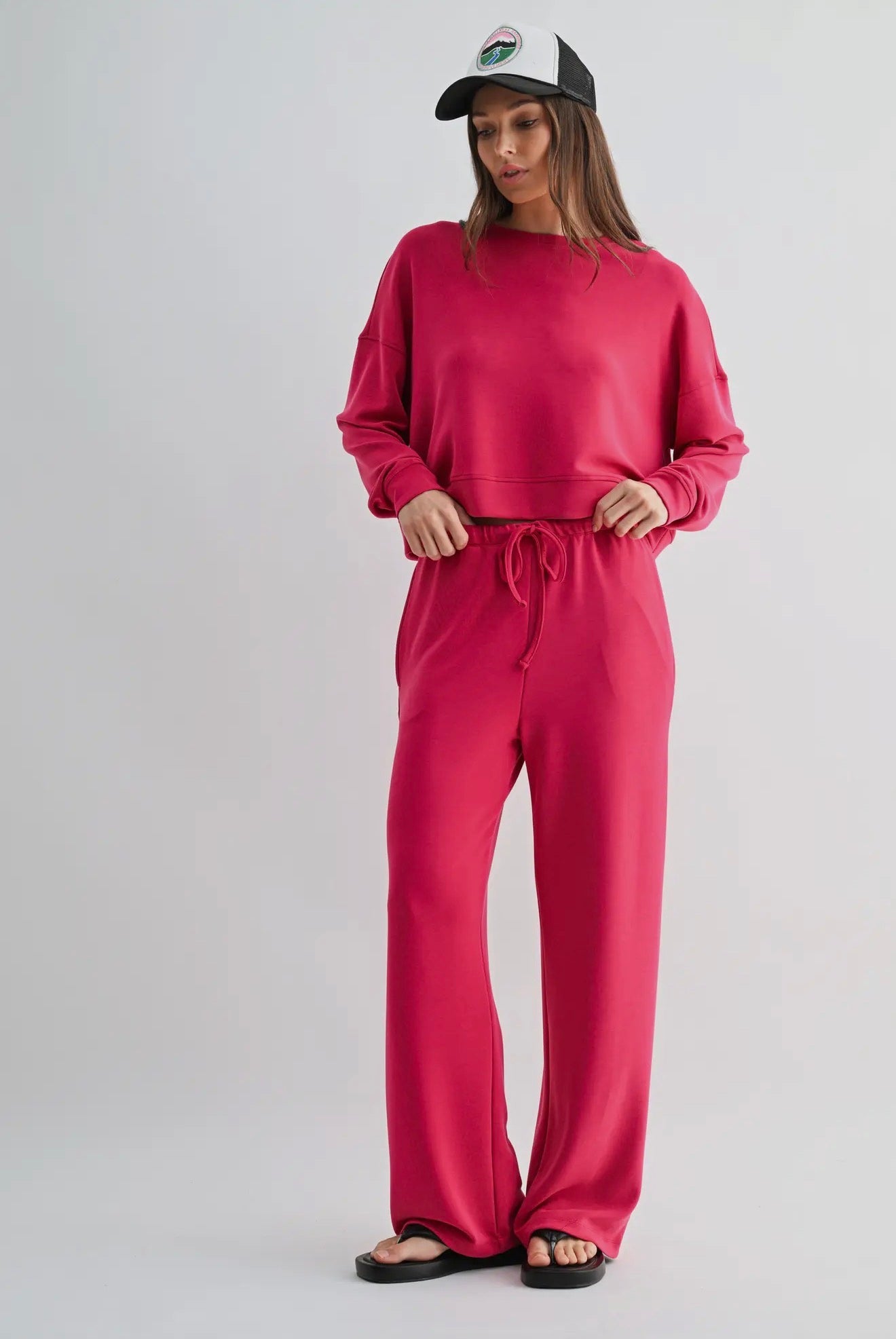 Woman's Pink Sweatshirt with Large Mahjong Patch and 2 Stars