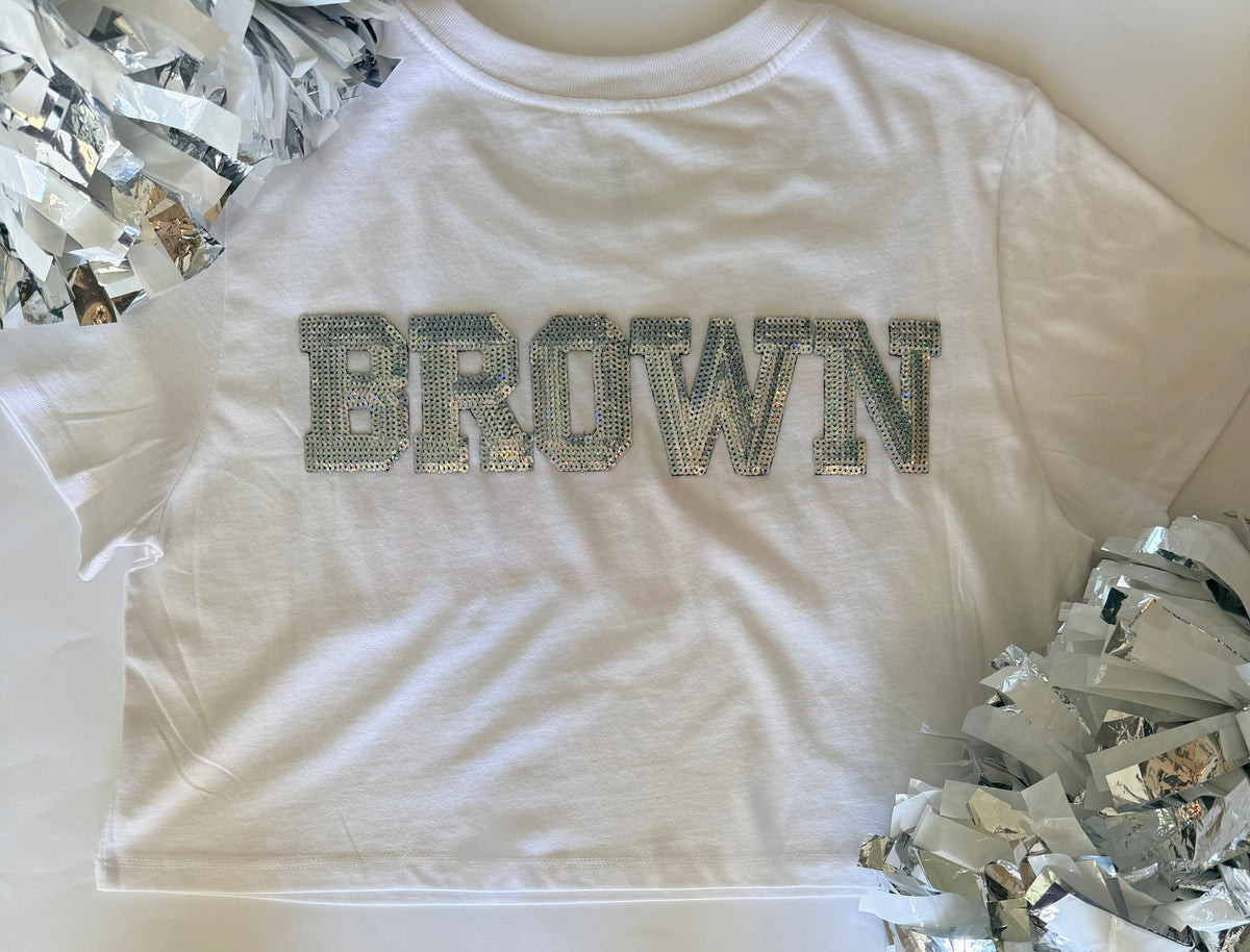 Crop Tee w/ Chenille Cheer+5 Letters (Back)
