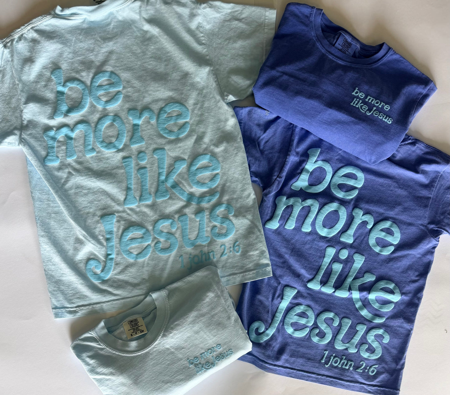 Blue Be More Like Jesus Tee (Youth-Adult)