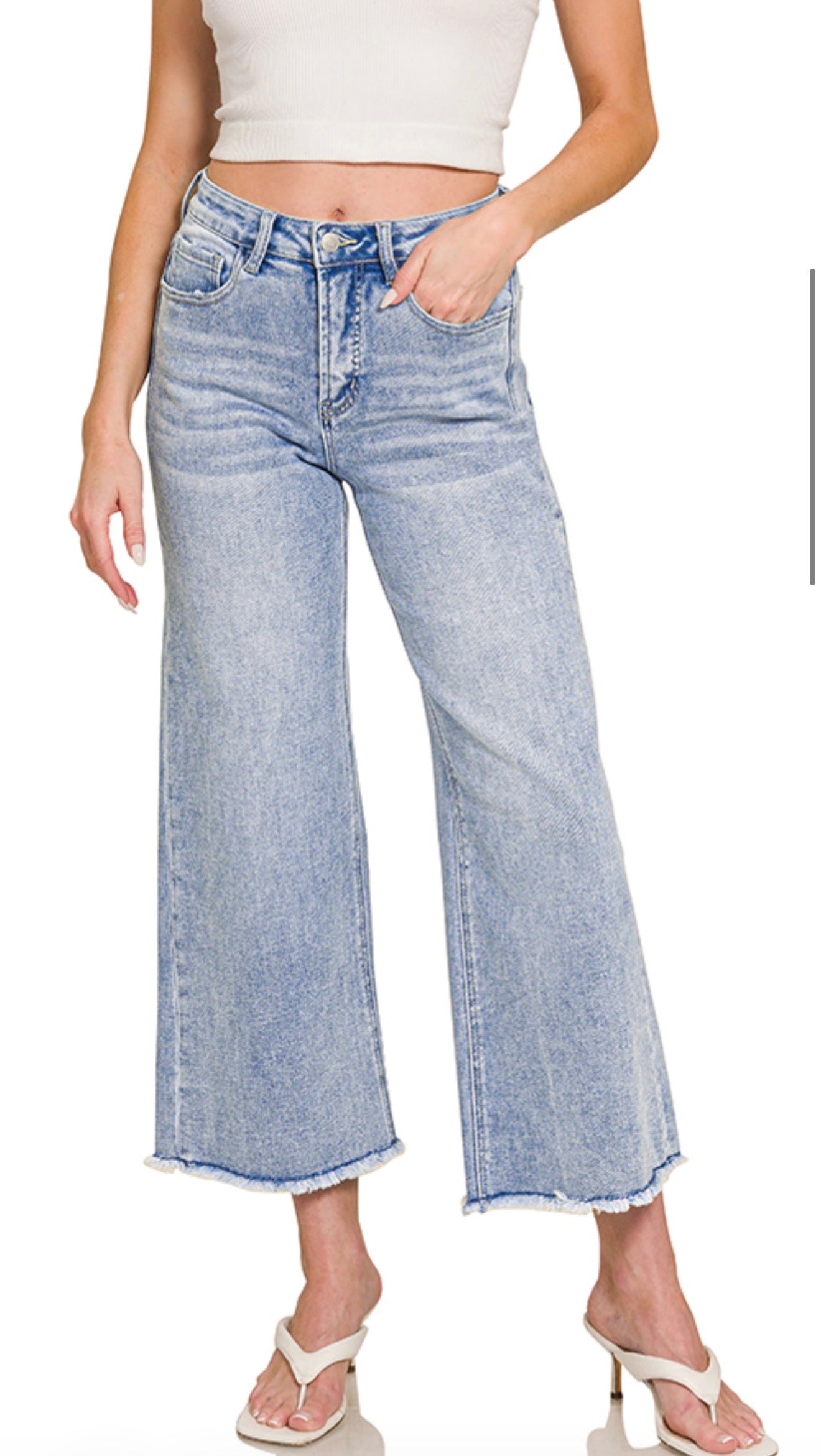 Woman's High Waist, Wide Leg Jeans