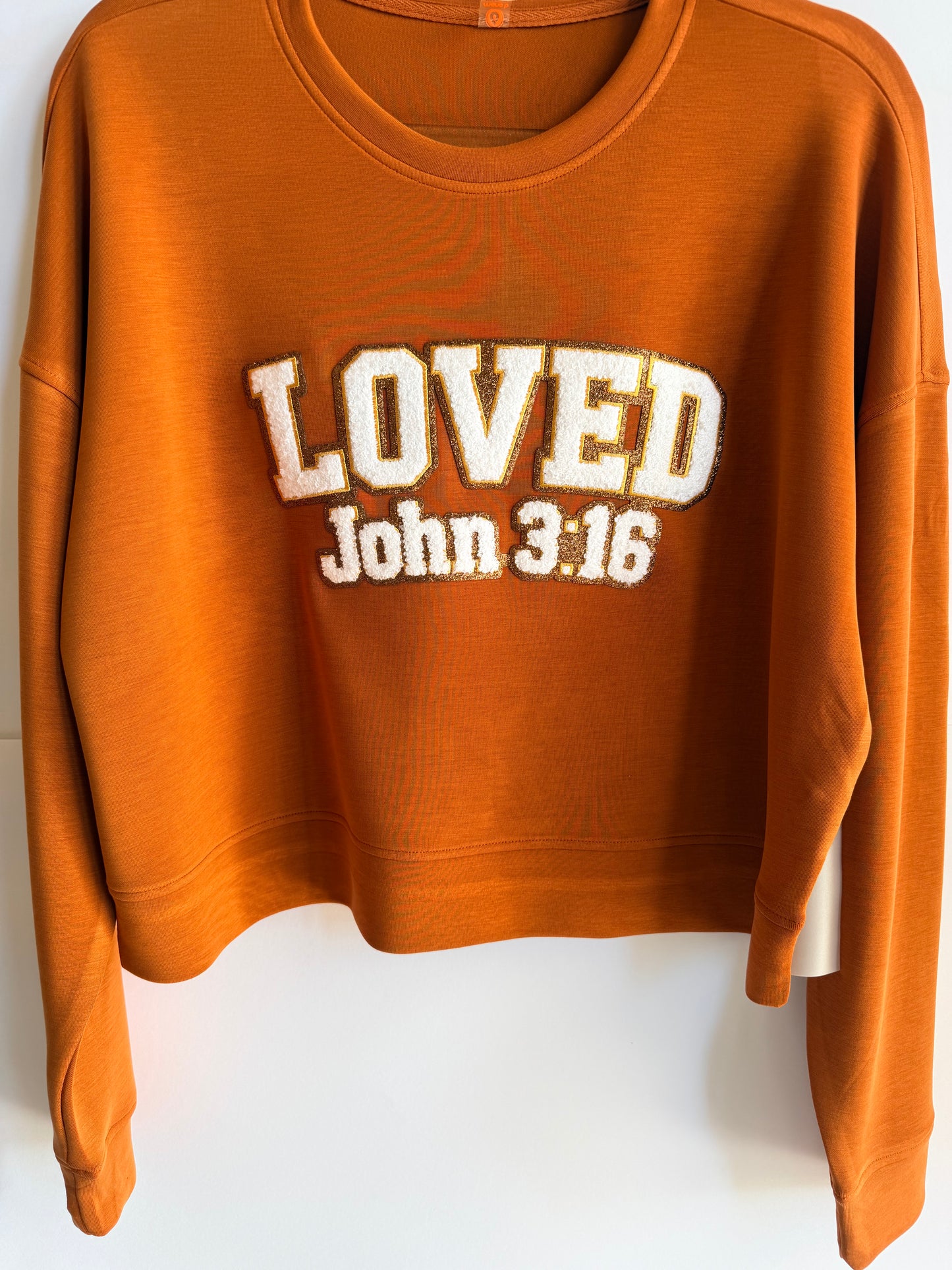 Woman's Sweatshirt with John 3:16 Patch