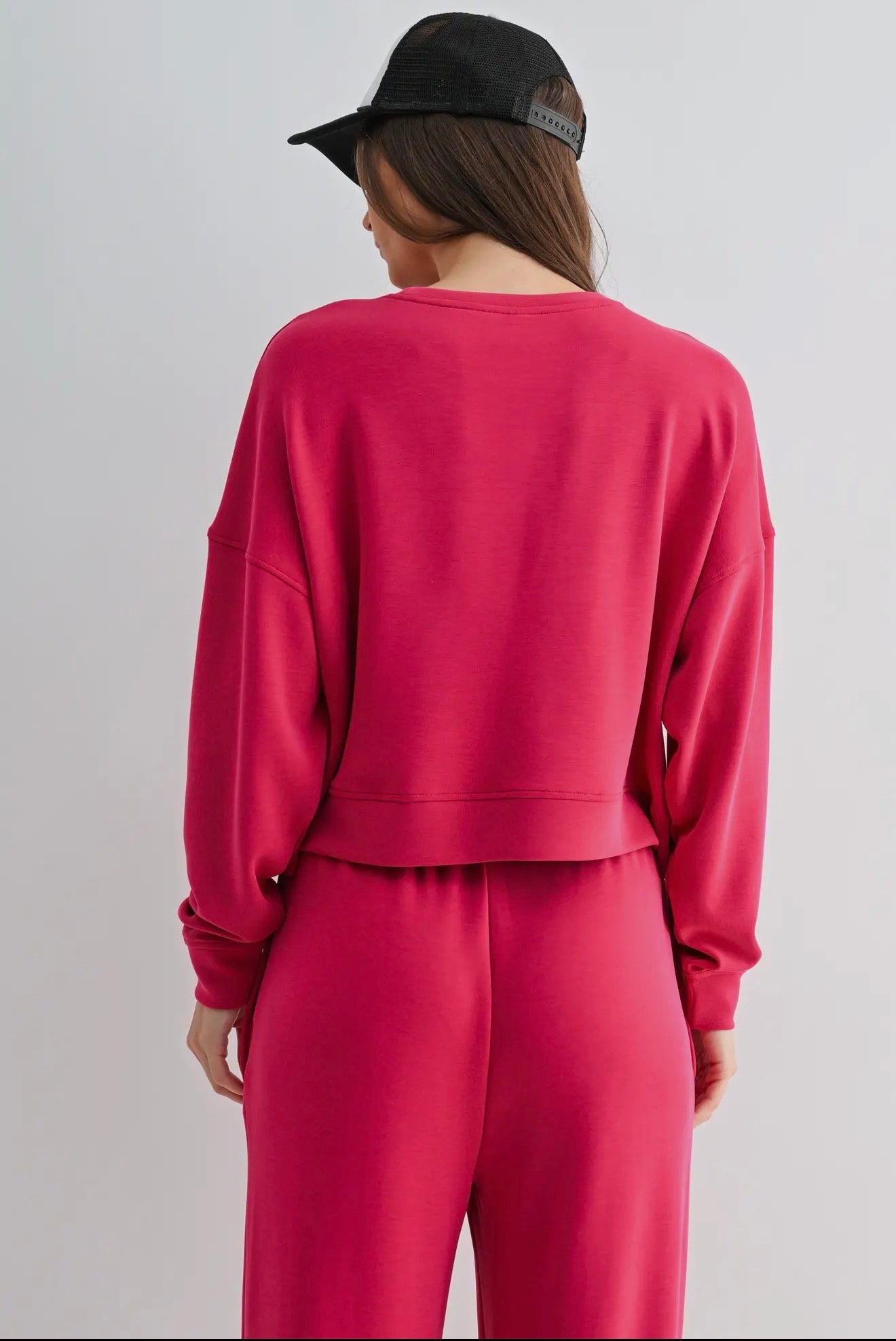 Woman's Pink Sweatshirt with Large Mahjong Patch and 2 Stars