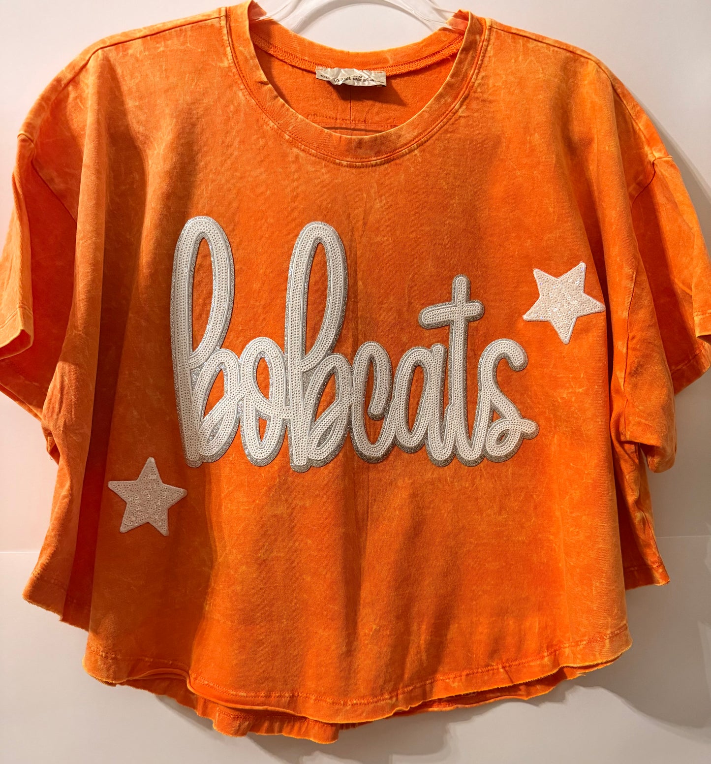 Woman's Short Sleeve Top w/ Large Sequin Patch+2 Stars