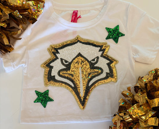Youth White Crop Tee w/ Large Patch+ 2 Stars