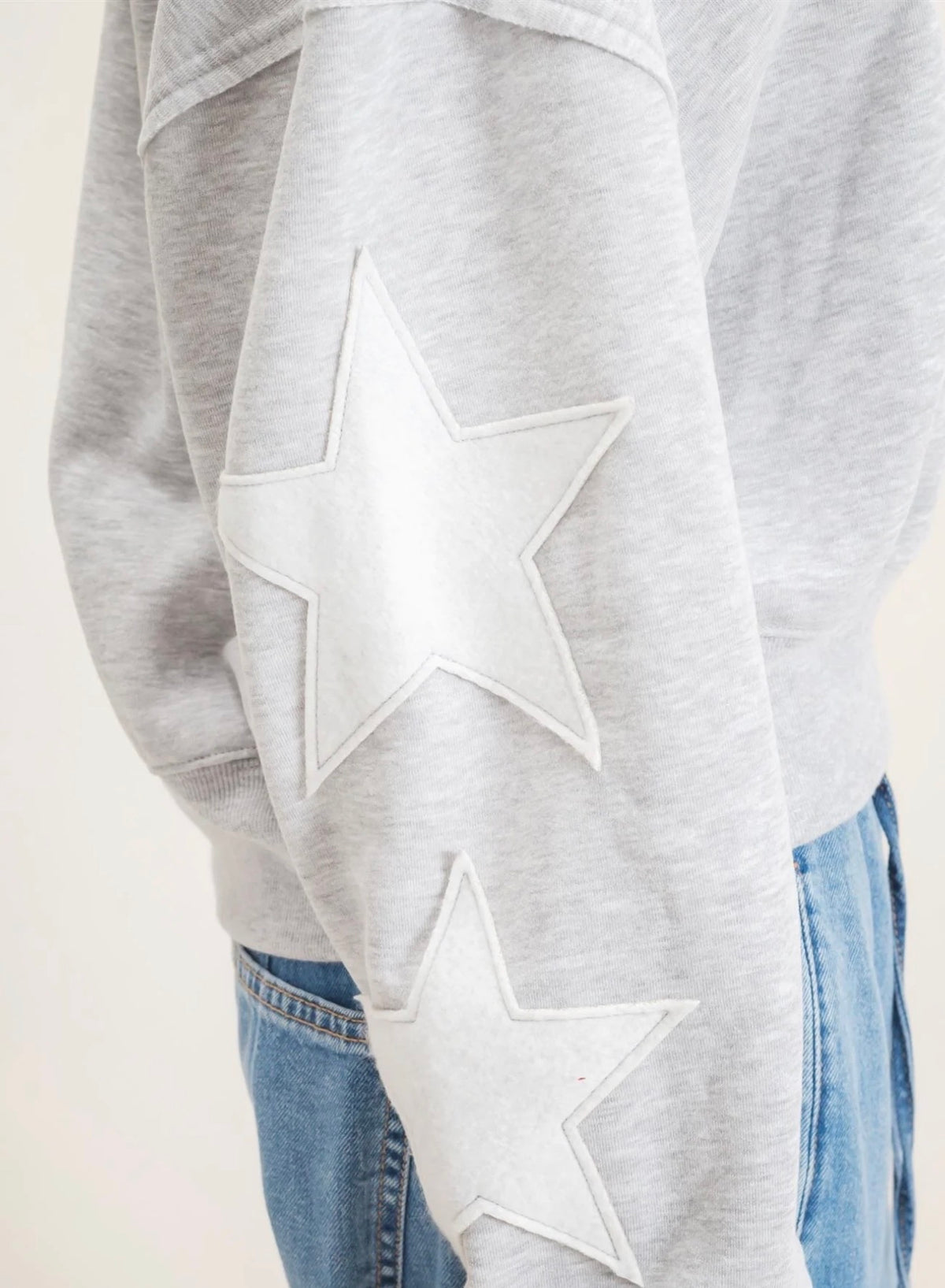 Star Sleeve Crop Sweatshirt w/ Large Patch