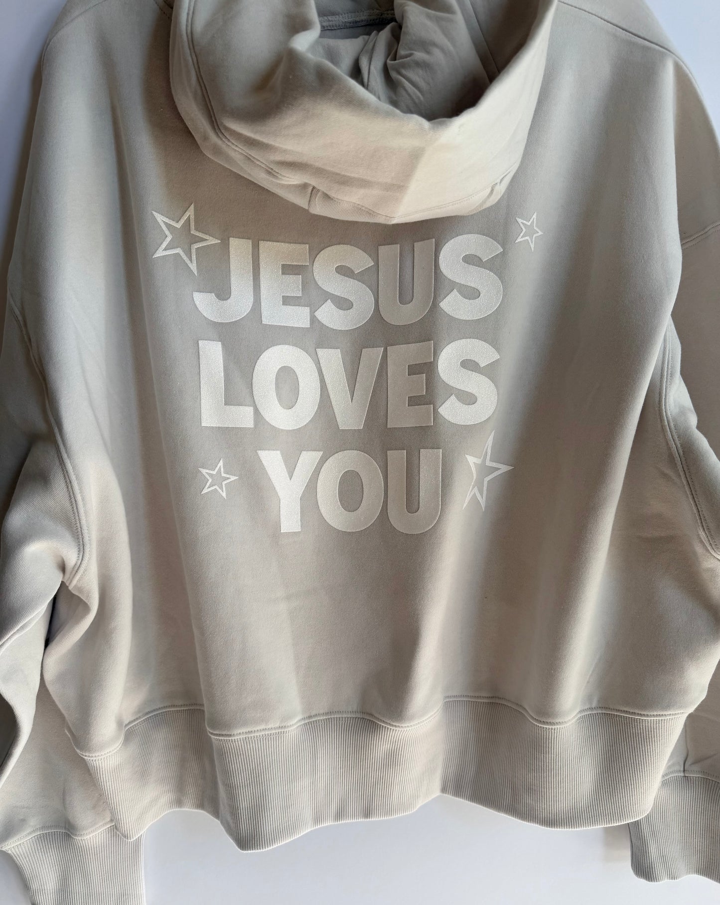 Woman's Bone Oversized Jesus Loves You Pocket Hoodie