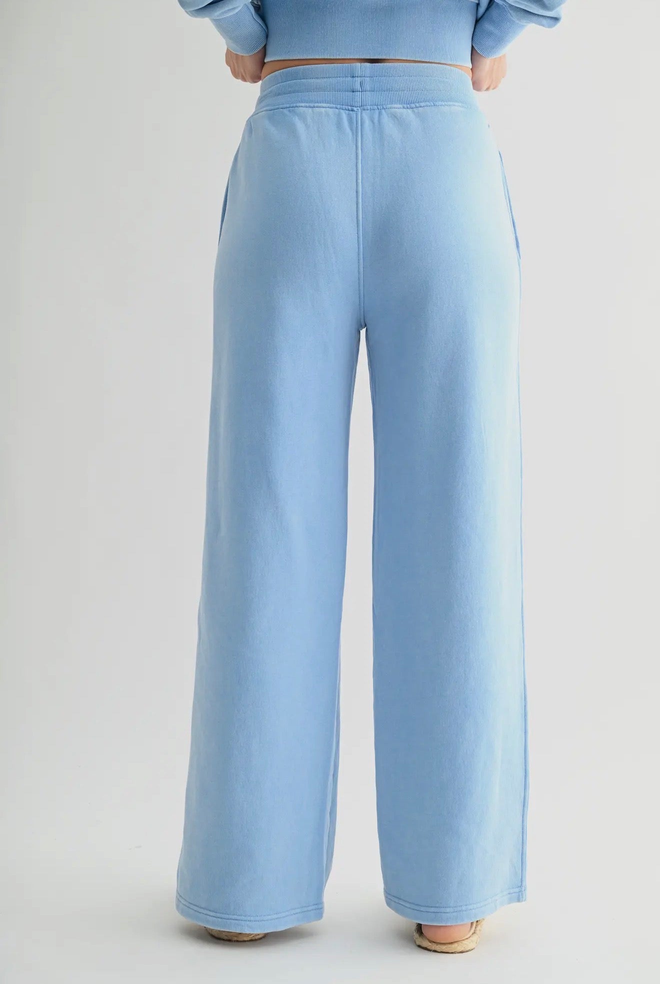 Cropped Sweatshirt and Wide Leg Sweatpant Set w/ Sequin Patches