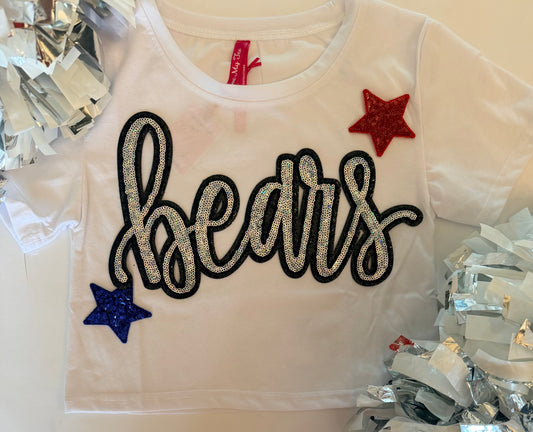 Youth White Crop Tee w/ Large Patch+ 2 Stars