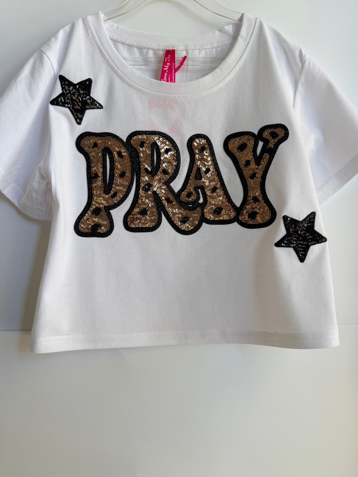 Youth White Crop Tee w/ Large Patch+ 2 Stars