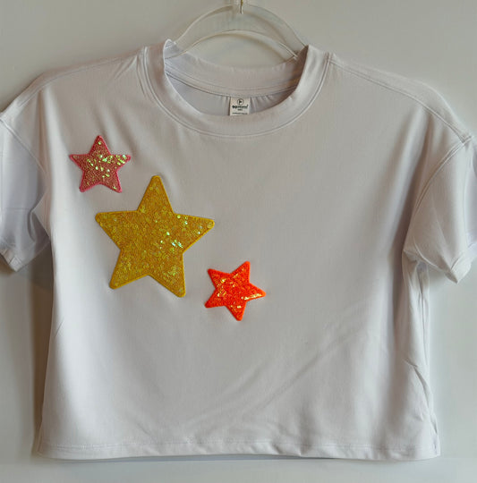 Youth Crop Tee w/ 1 Large Star+2 Small Stars