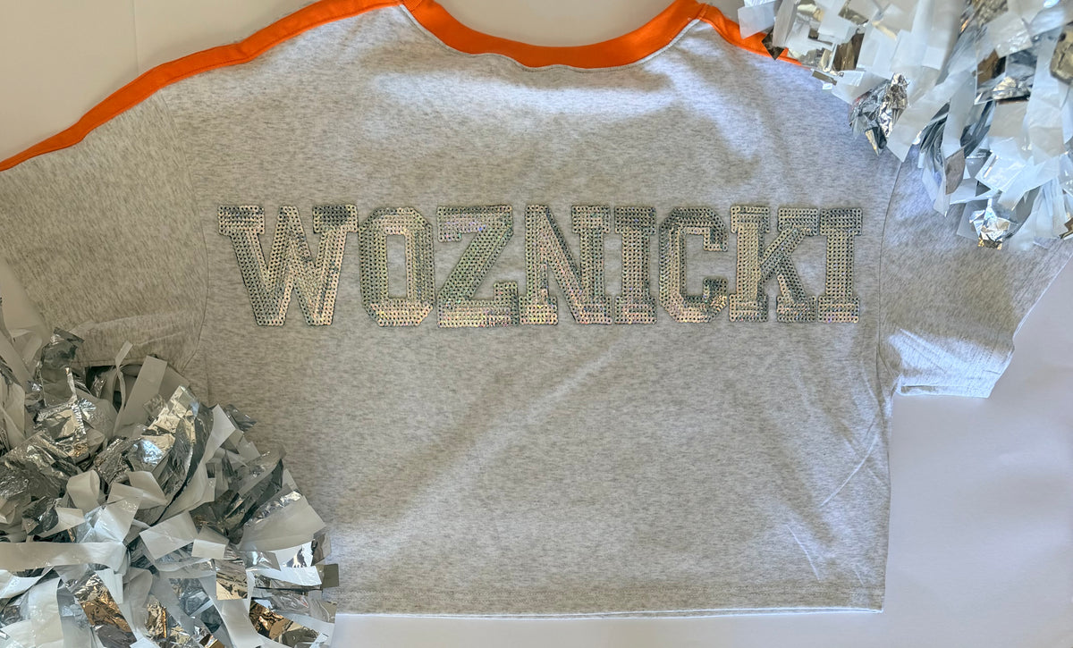Papermoon Cropped Tee w/ 2 Fuzzy Numbers+2 Stars+8 Letters (Back)