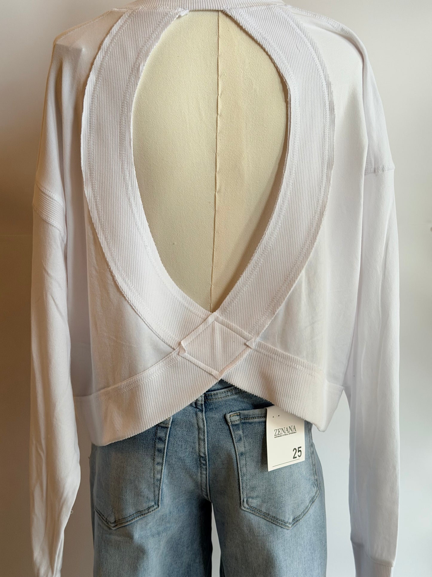 Woman's Open Back Tee w/ 2 Drip Sequin Baseball Numbers