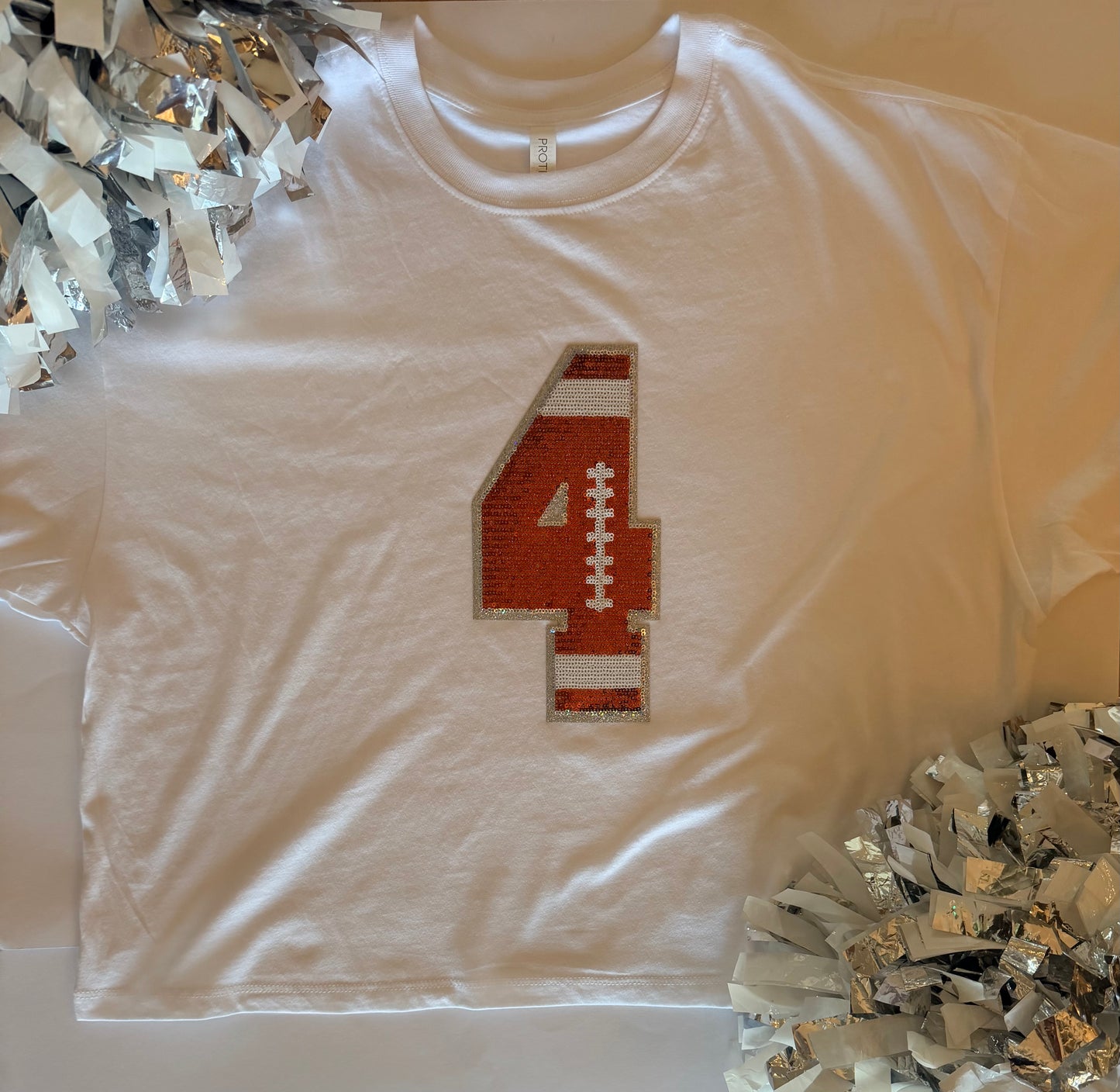 Woman's Short Sleeve Oversized Crop Tee w/ 1 Football Number