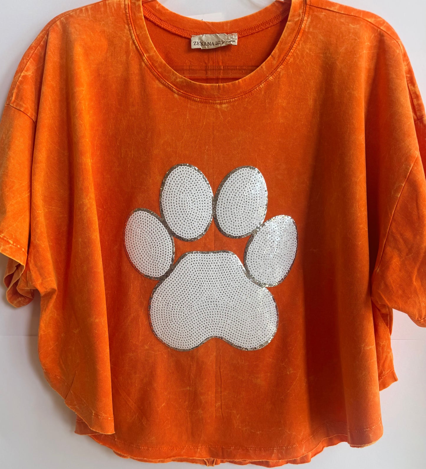 Woman's Short Sleeve Top w/ Large Sequin Patch
