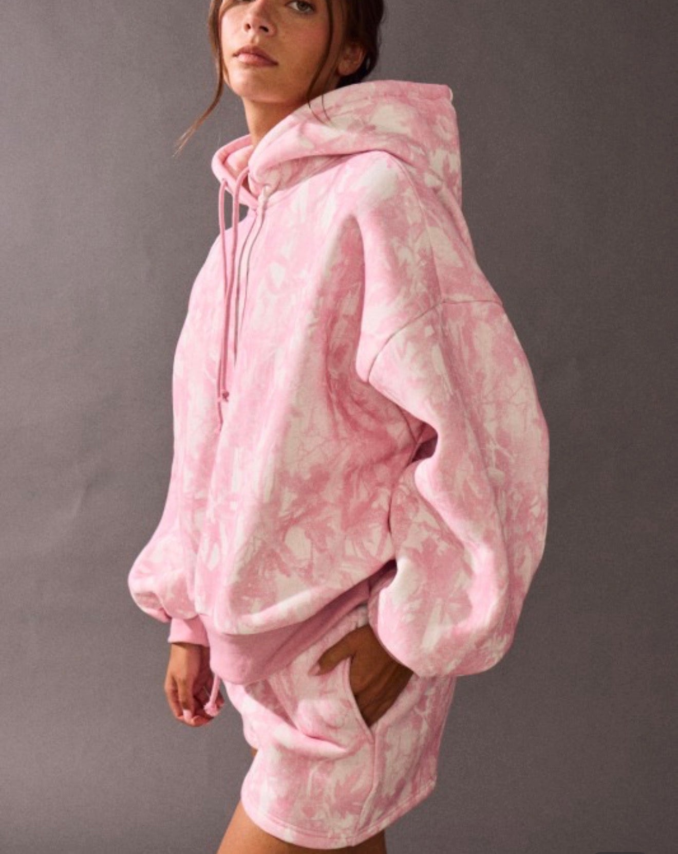 Pink Camo Sweatshirt and Shorts Set w/ Bobcats Patch