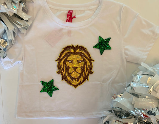 Youth White Crop Tee w/ Large Patch+ 2 Stars