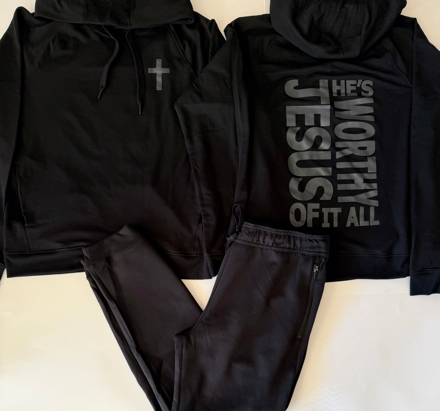 Mens, He is Worthy Hoodie and Jogger Set