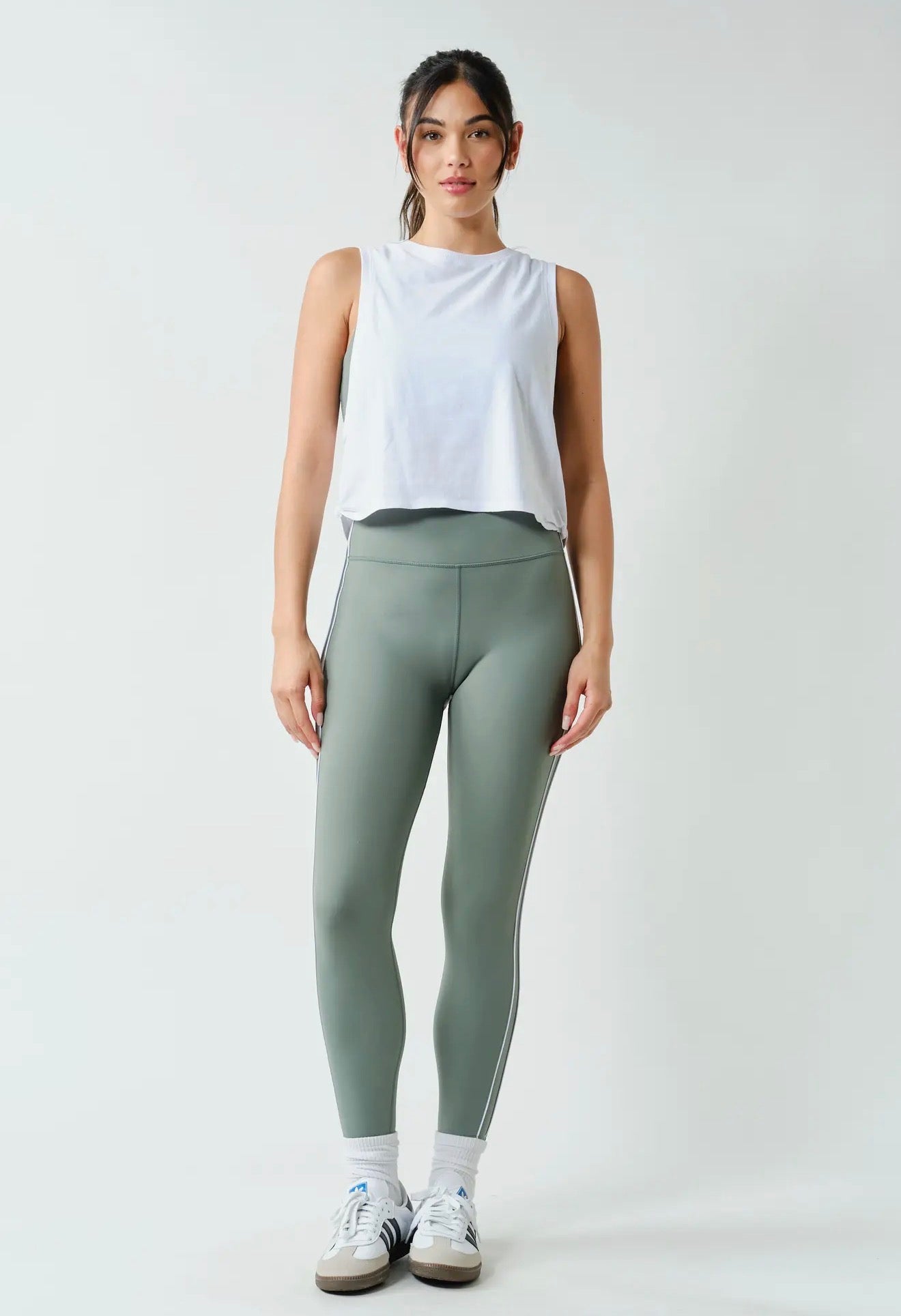 Woman's White Side Knot Tank w/ Large Sequin Patch