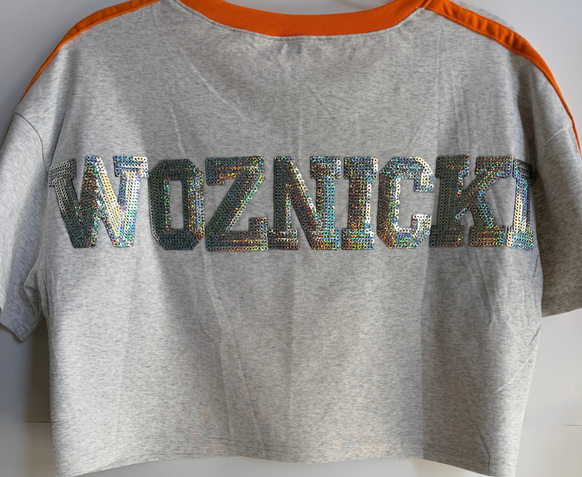 Papermoon Cropped Tee w/ 2 Fuzzy Numbers+2 Stars+8 Letters (Back)