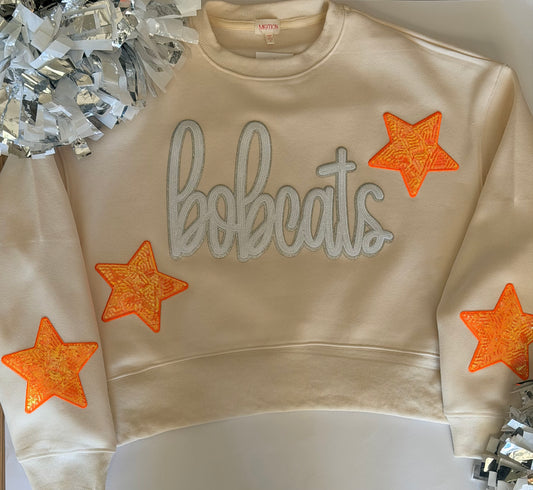 Woman's Oversized Crop Sweatshirt with Large Patch + 4 Stars