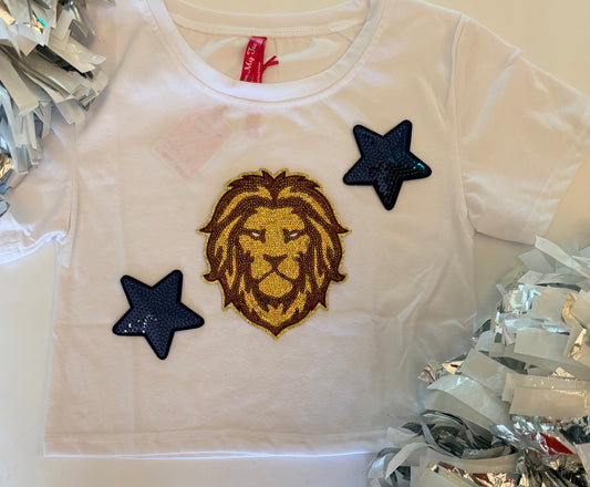 Youth White Crop Tee w/ Large Patch+ 2 Stars