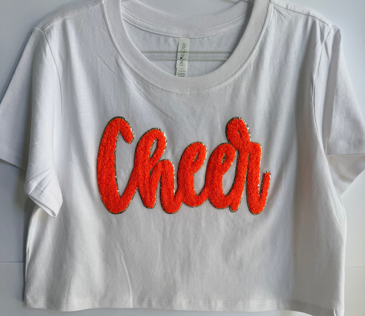 Crop Tee w/ Chenille Cheer+5 Letters (Back)
