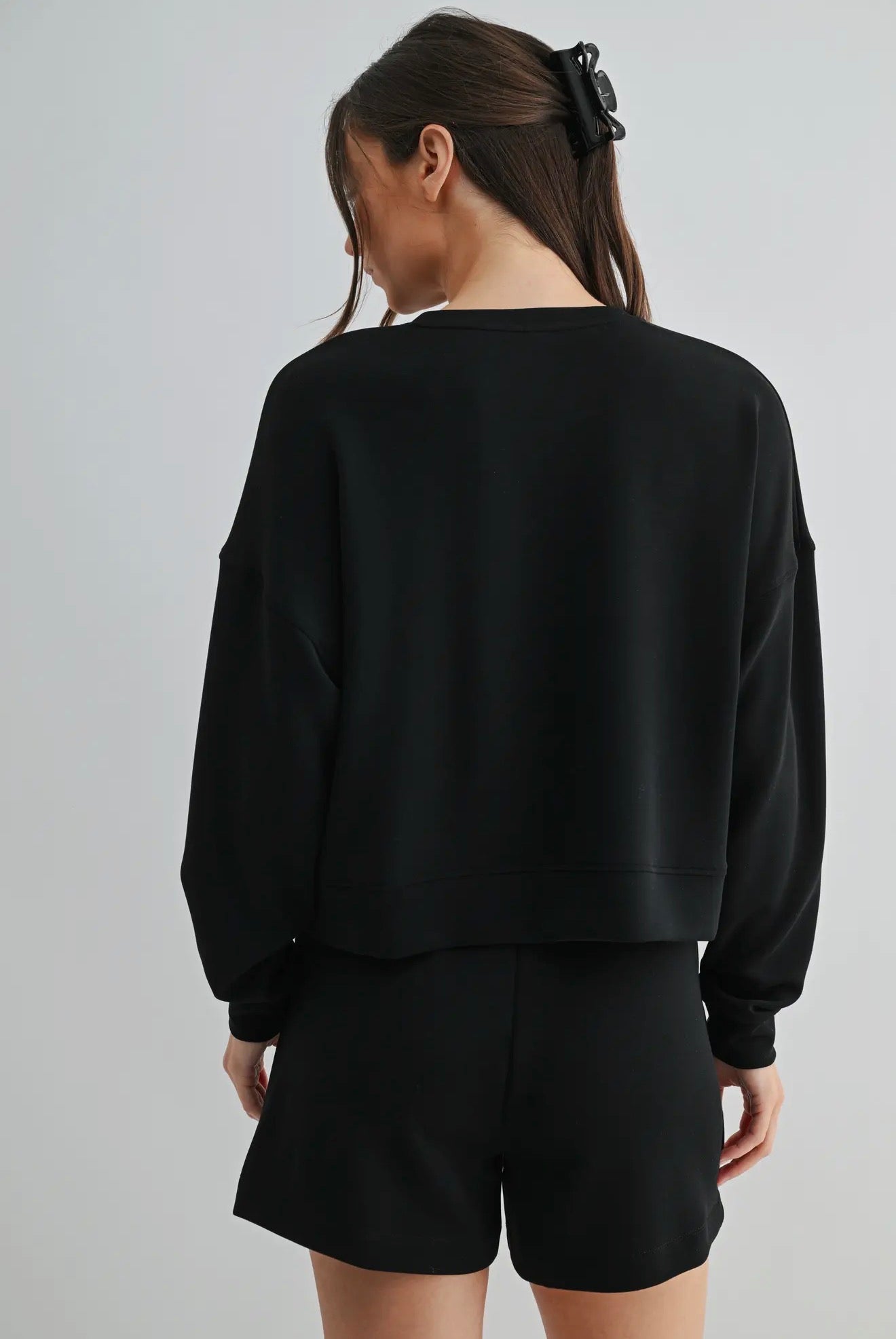 Woman's Dropped Shoulder Sweatshirt with Large Sequin Patch