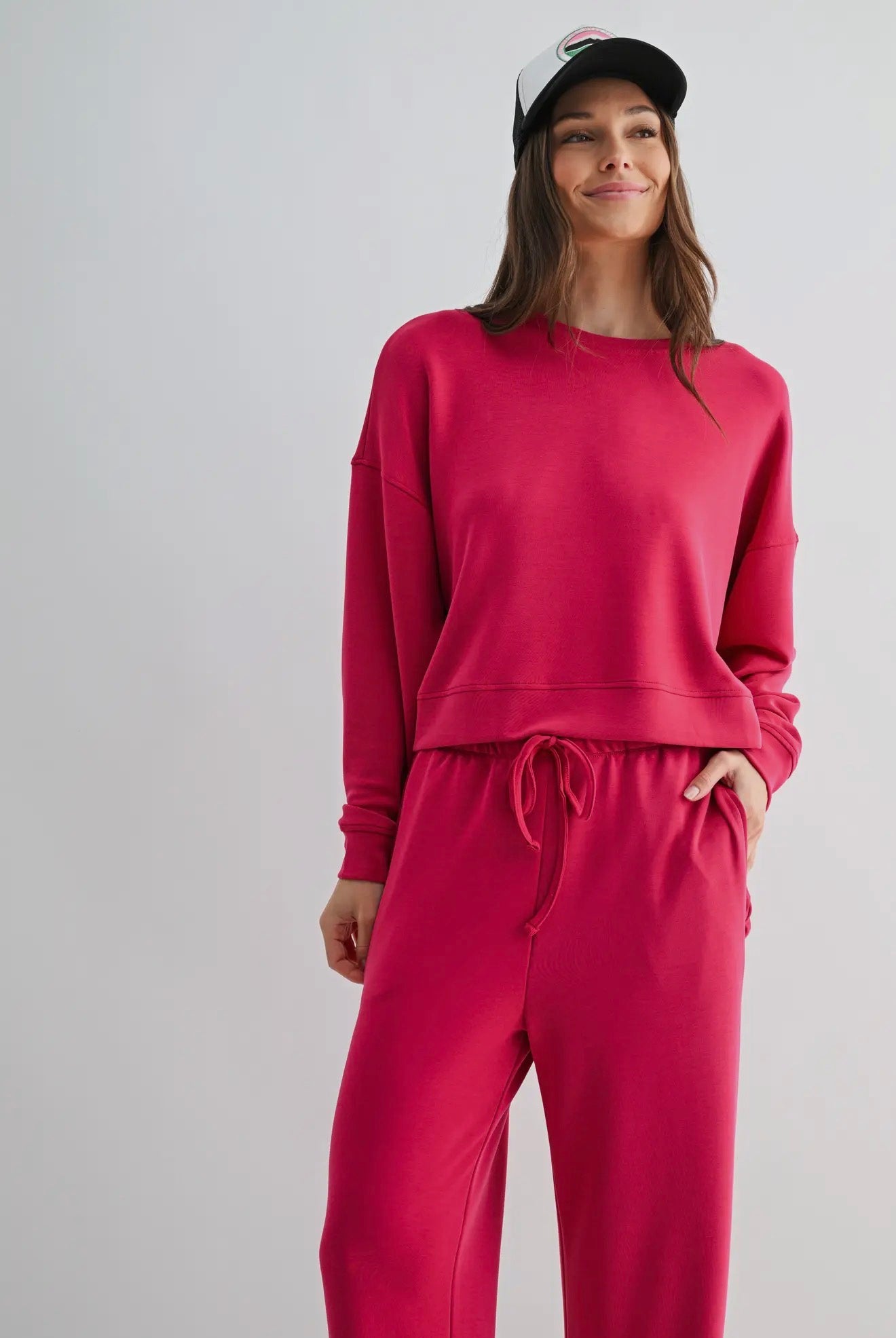 Woman's Pink Sweatshirt with Large Mahjong Patch and 2 Stars