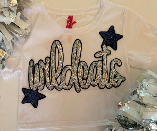 Youth White Crop Tee w/ Large Patch+ 2 Stars