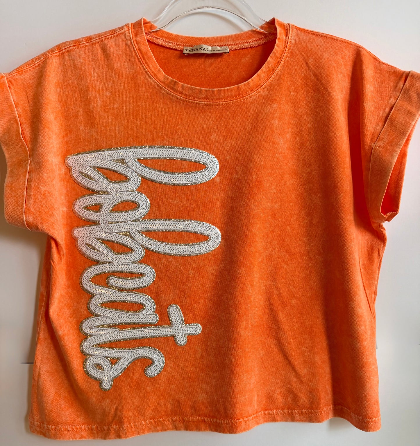 Woman's Cuffed Short Sleeve Top w/ Sequin Patch