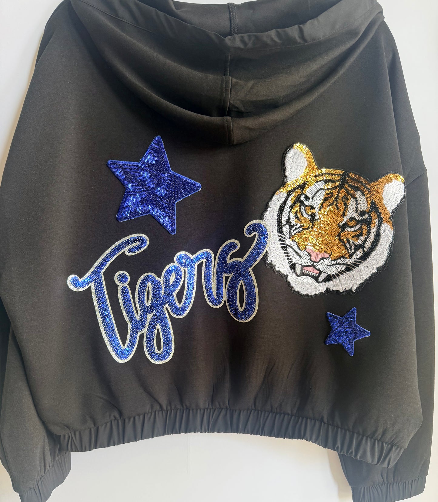 Soft Scuba Full Zip Jacket with 2 Large Sport Sequin Patch+ 2 Stars