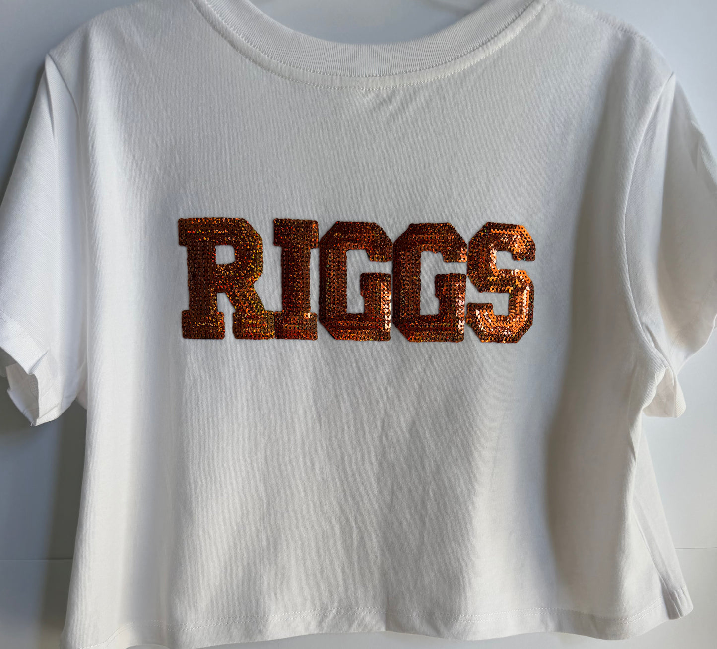 Crop Tee w/ 1 Fuzzy Numbers+2 Stars+5 Letters (Back)