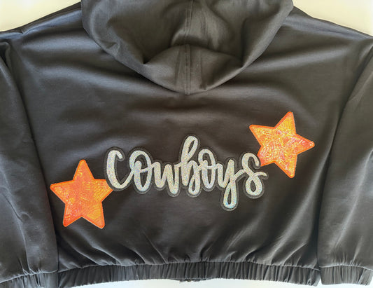 Cowboys Soft Scuba Full Zip Jacket with Large Sequin Patch+ 2 Stars